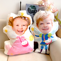 Adorable Kids Wear Tooth Fairy Costume - Personalized Photo Custom Shaped Pillow