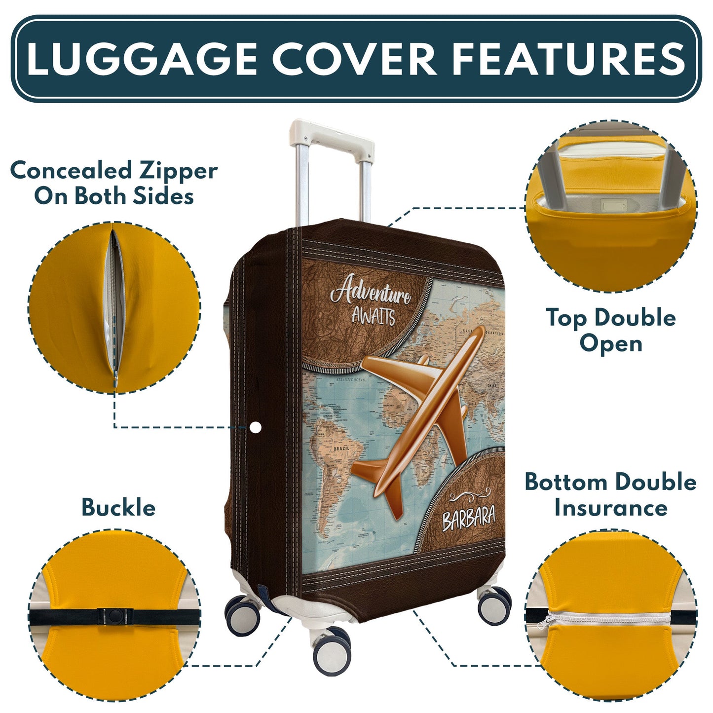 Adventure Awaits - Personalized Luggage Cover