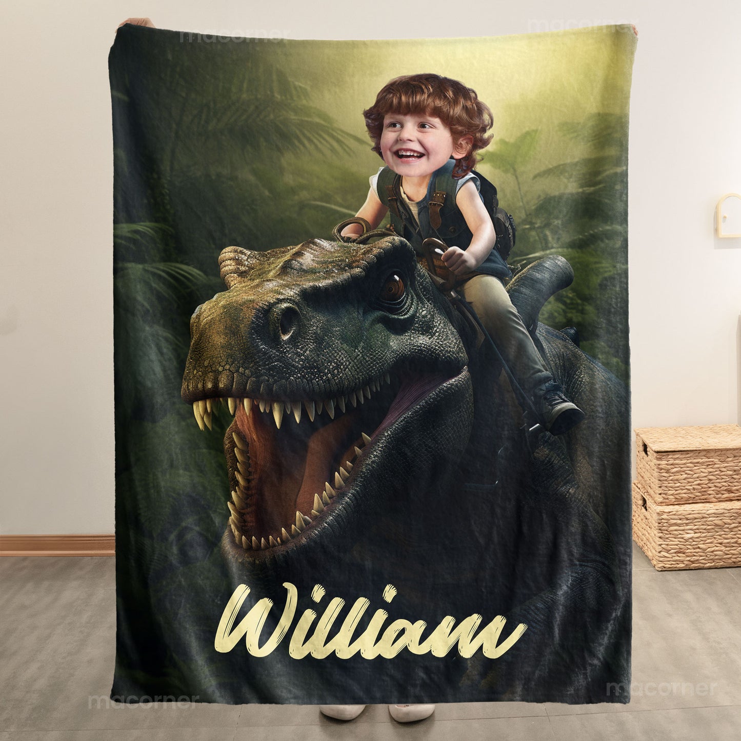 Adventure Boy - Custom Face, Name - Gifts For Sons, Grandsons - Personalized Photo Blanket