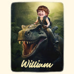 Adventure Boy - Custom Face, Name - Gifts For Sons, Grandsons - Personalized Photo Blanket