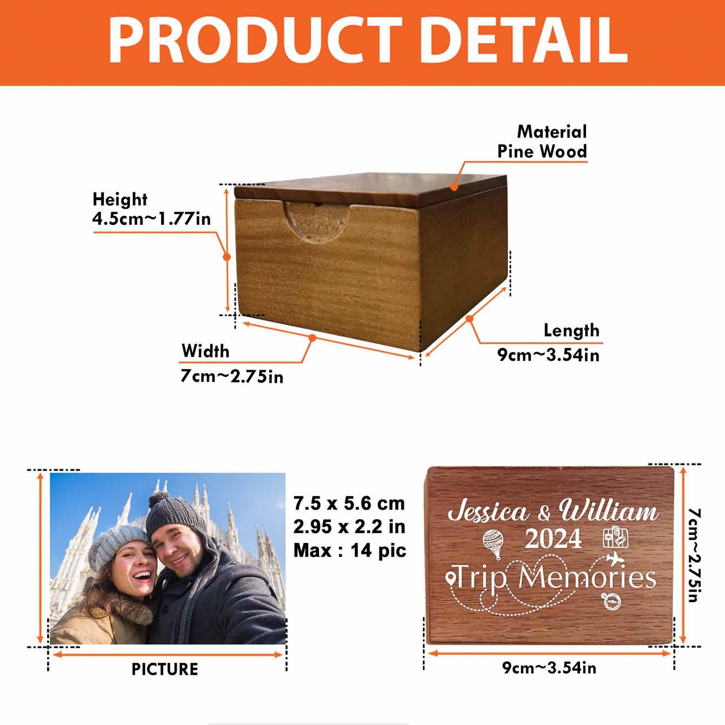 Adventure Memories - Personalized Wooden Photo Box