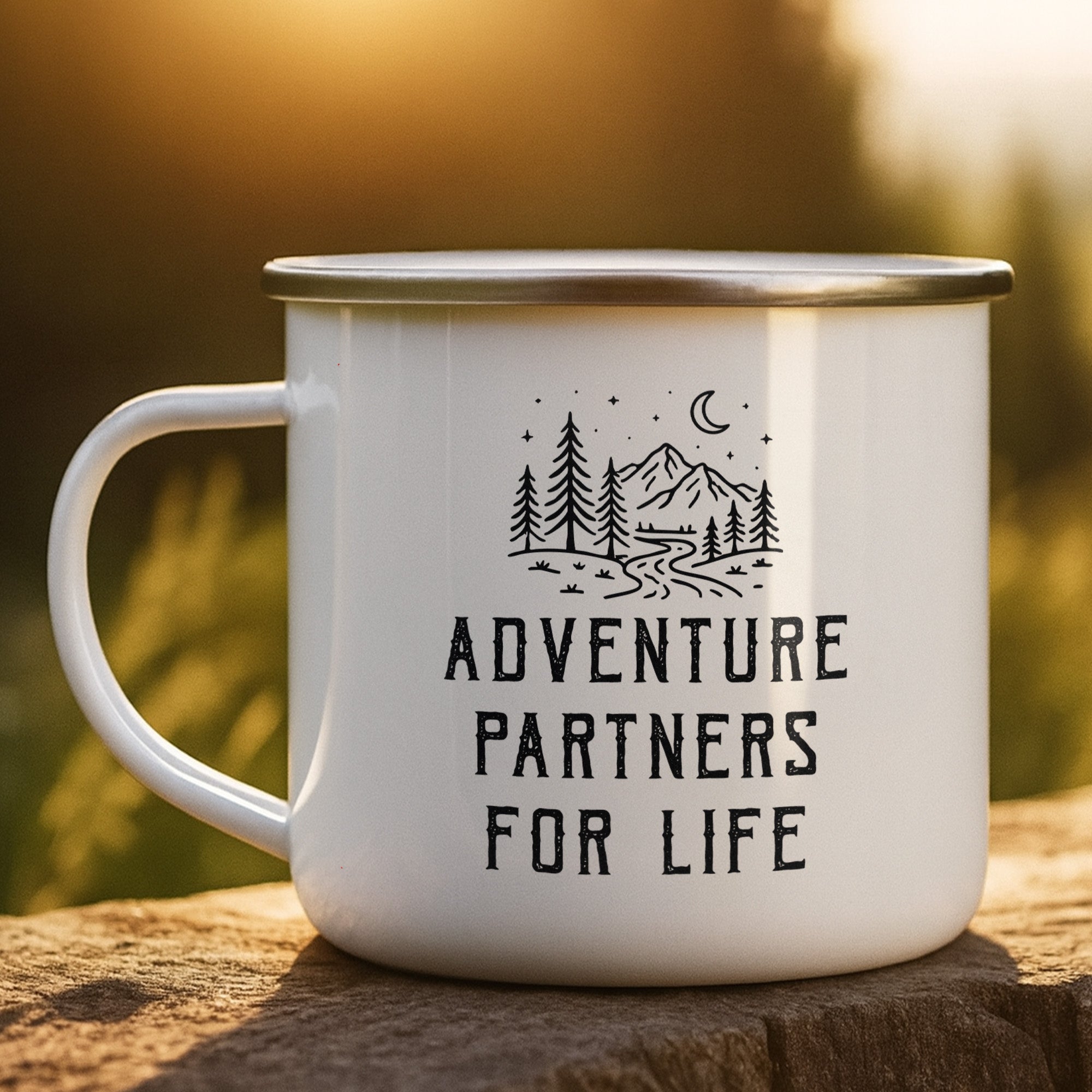 Adventure Partners For Life Couple Gift - Personalized Enamel Mug