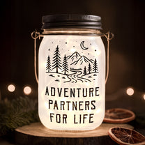 Adventure Partners For Life Couple Gift - Personalized Solar Mason Jar Light