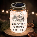 Adventure Partners For Life Couple Gift - Personalized Solar Mason Jar Light