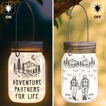 Adventure Partners For Life Couple Gift - Personalized Solar Mason Jar Light