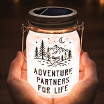 Adventure Partners For Life Couple Gift - Personalized Solar Mason Jar Light