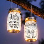 Adventure Partners For Life Couple Gift - Personalized Solar Mason Jar Light