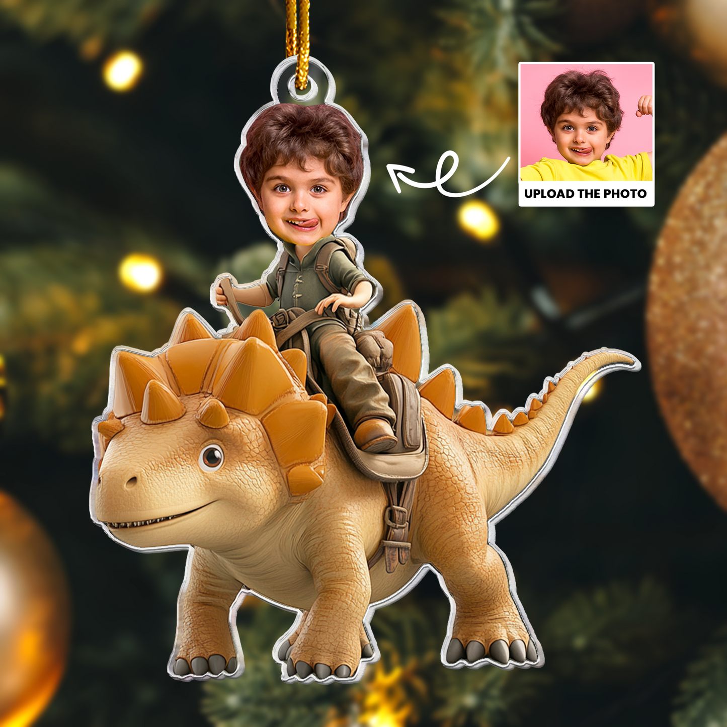 Adventure Riding Dinosaur - Custom Favorite Dino For Kids - Personalized Acrylic Photo Ornament