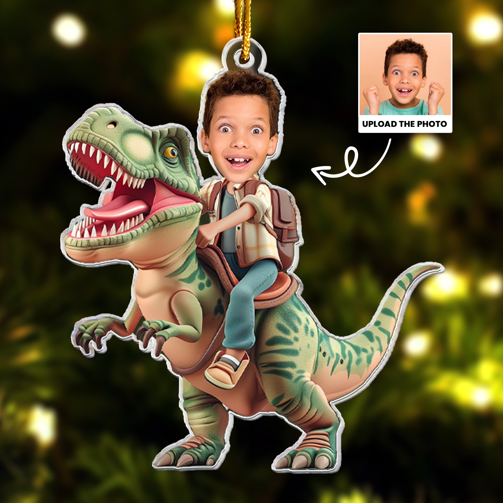 Adventure Riding Dinosaur - Custom Favorite Dino For Kids - Personalized Acrylic Photo Ornament