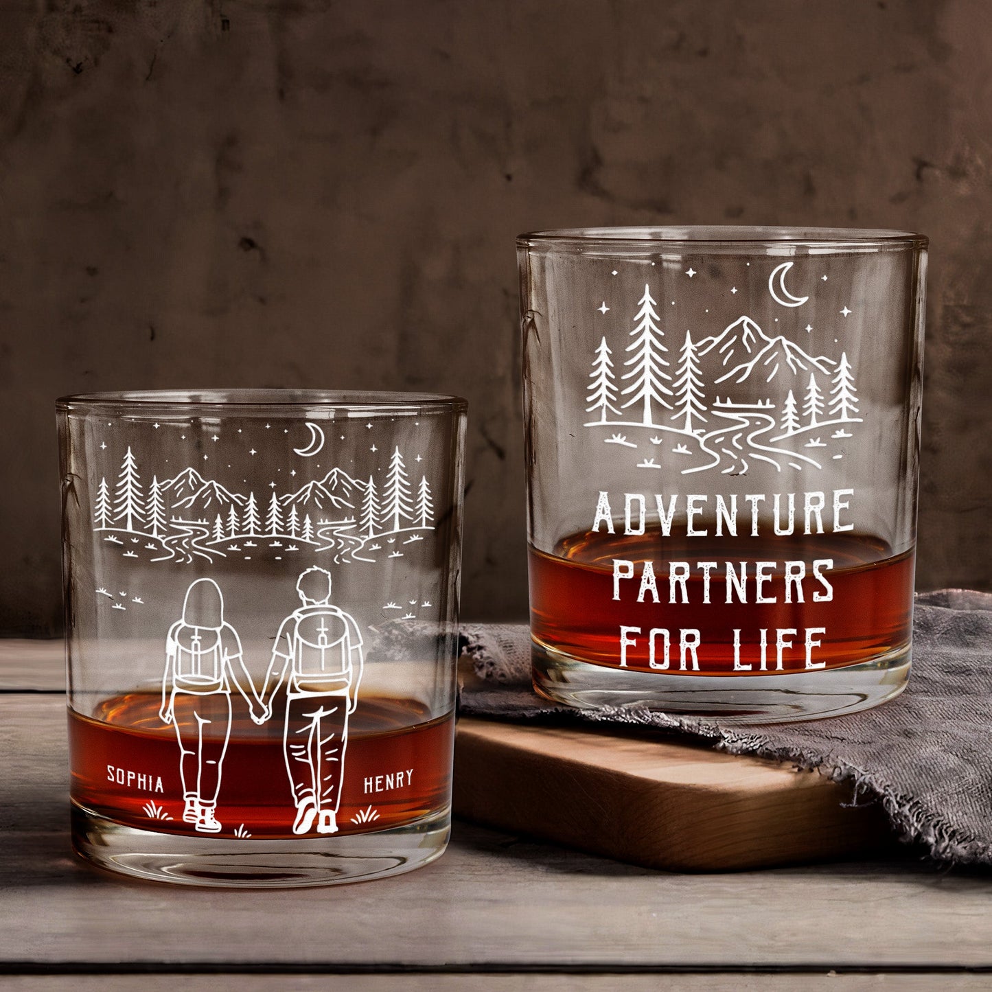 Adventure_Partners_For_Life_Camping_Couple_Gift_Personalized_Whiskey_Glass_1