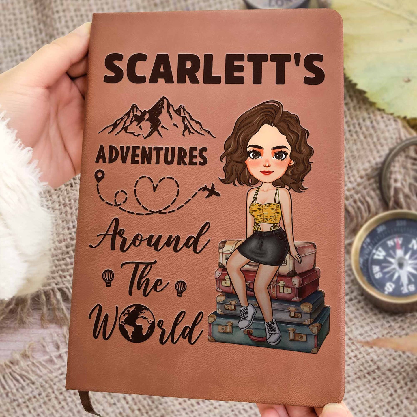 Adventures Around The World - Personalized Leather Journal