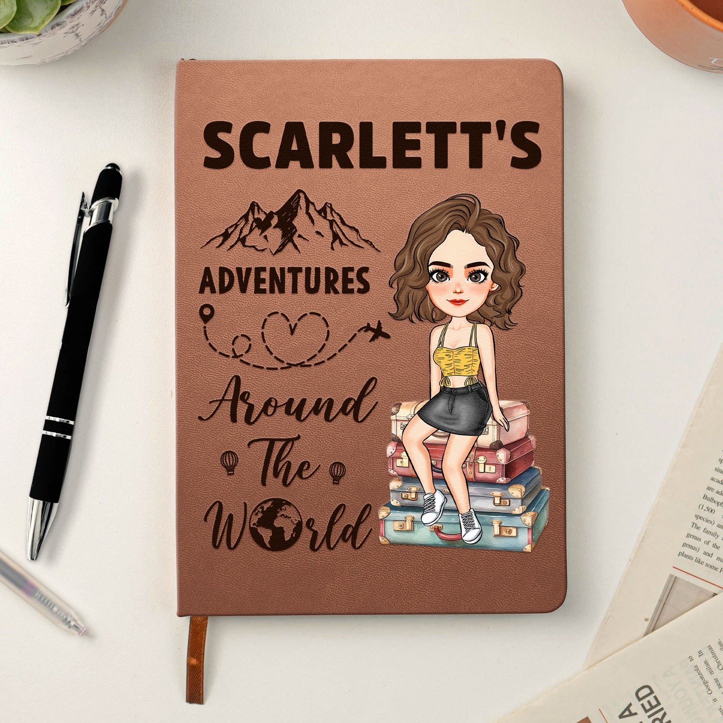Adventures Around The World - Personalized Leather Journal