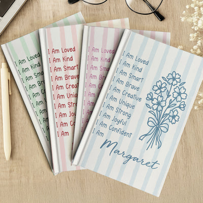 Affirmation Birth Flower Whimsy Style - Personalized Hardcover Journal