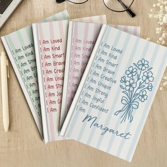 Affirmation Birth Flower Whimsy Style - Personalized Hardcover Journal