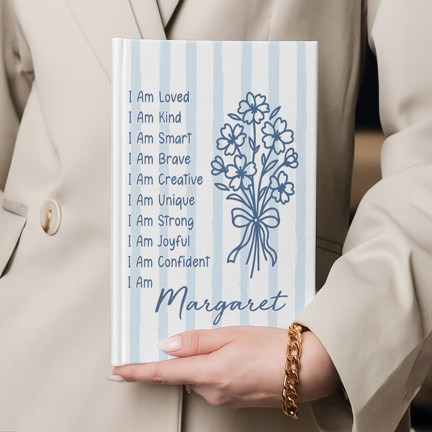 Affirmation Birth Flower Whimsy Style - Personalized Hardcover Journal