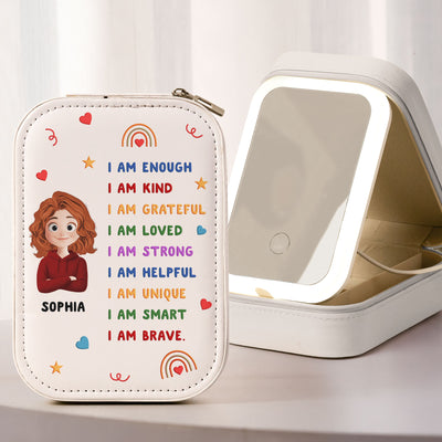 Affirmation Cute Cartoon - Custom Makeup Box With LED Mirror