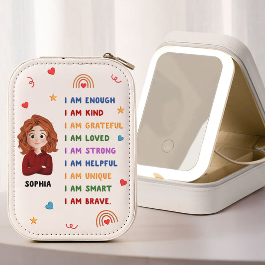 Affirmation Cute Cartoon - Custom Makeup Box With LED Mirror