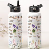 Affirmation Water Bottle Custom Flowers - Personalized Stainless Steel Water Bottle