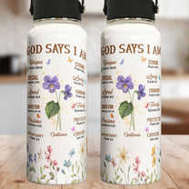 Affirmation Water Bottle Custom Flowers - Personalized Stainless Steel Water Bottle