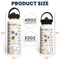 Affirmation Water Bottle Custom Flowers - Personalized Stainless Steel Water Bottle