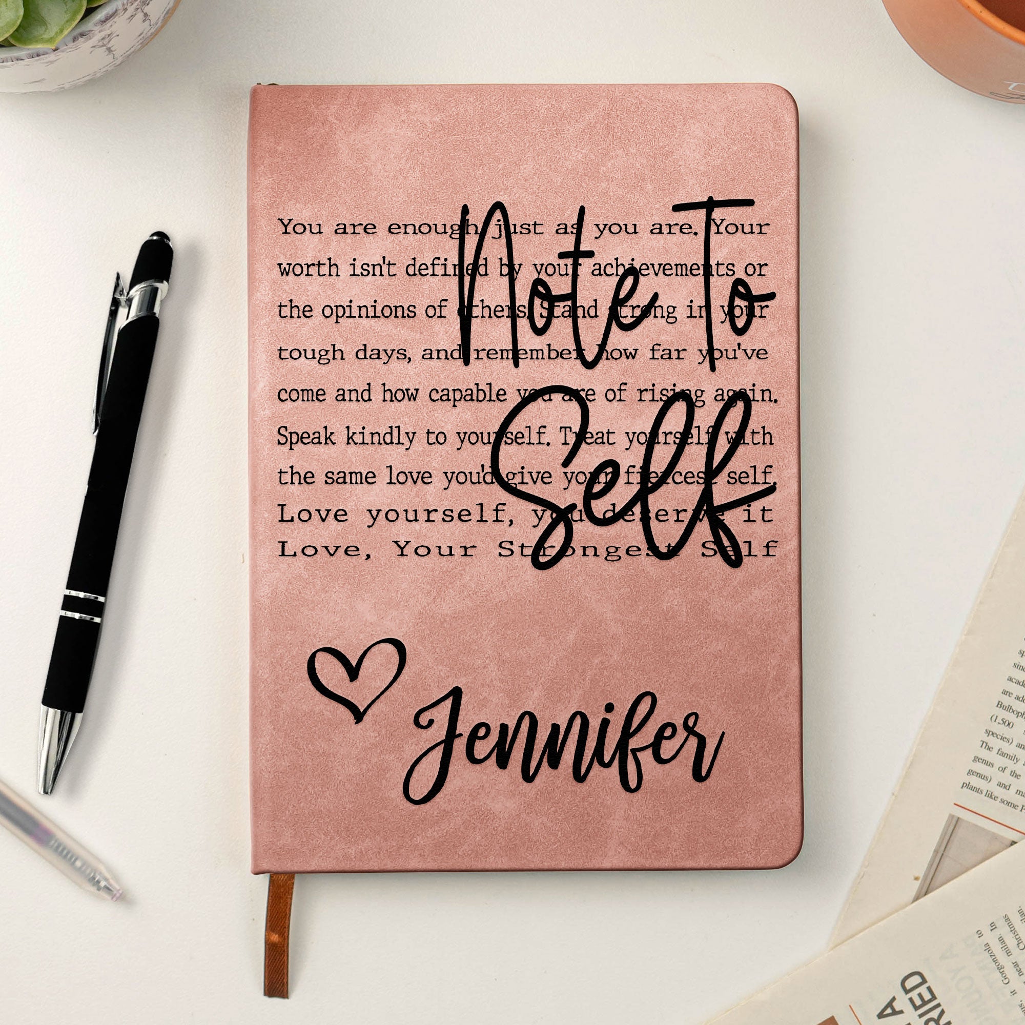Affirmations Notebook Self-Love Journal Silly Mental Health Gifts For Her - Personalized Leather Journal
