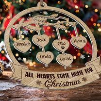 All Hearts Come Home For Christmas - Personalized Wood And Acrylic Ornament