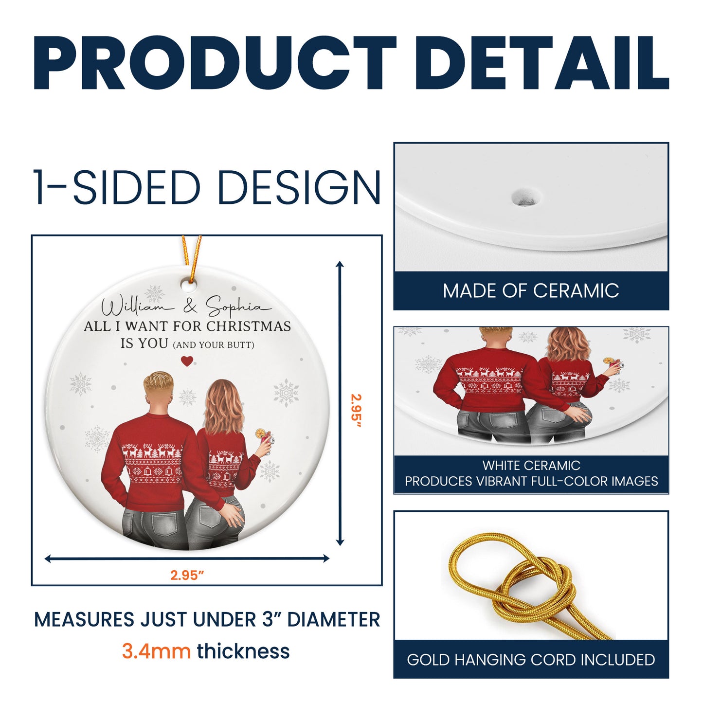 All I Want For Christmas Is You And Your B#tt - Personalized Ceramic Ornament