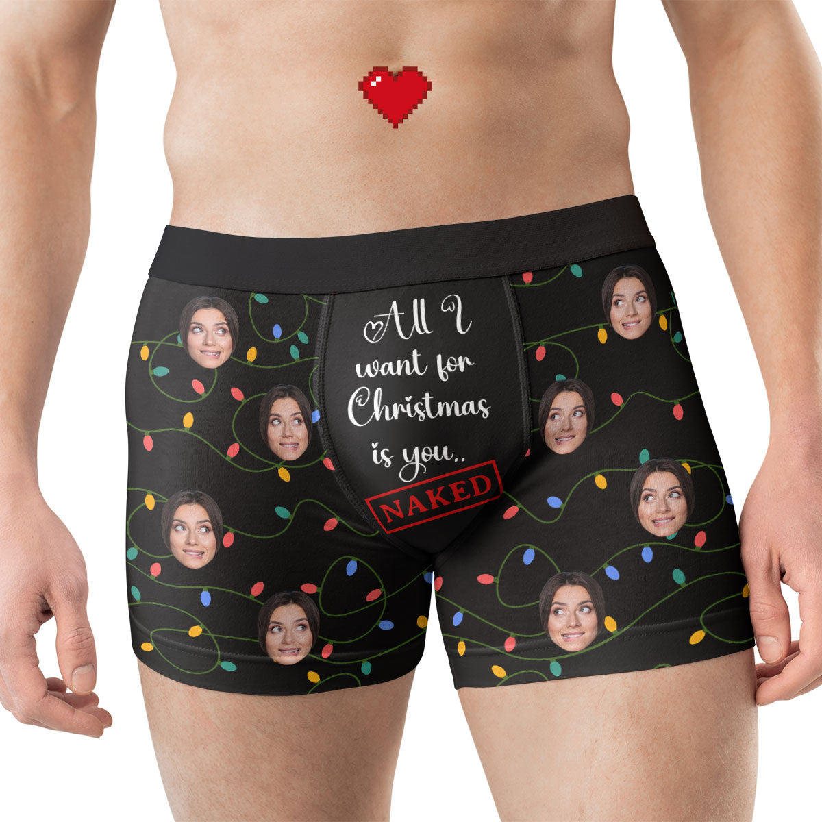 All I Want For Christmas Is You...Naked - Personalized Photo Men's Boxer Briefs