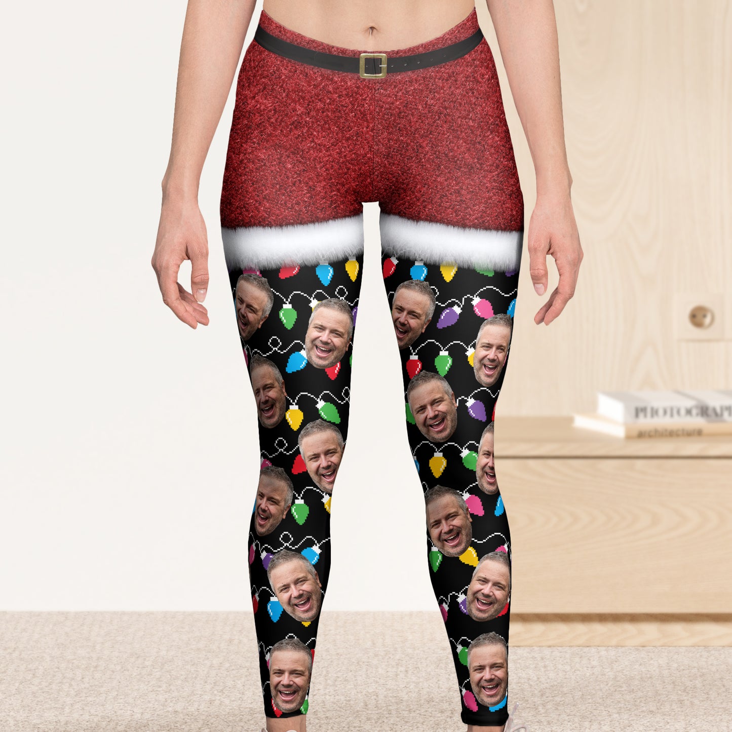 All I Want For Christmas Silly Xmas Leds Custom Face - Personalized Photo Leggings