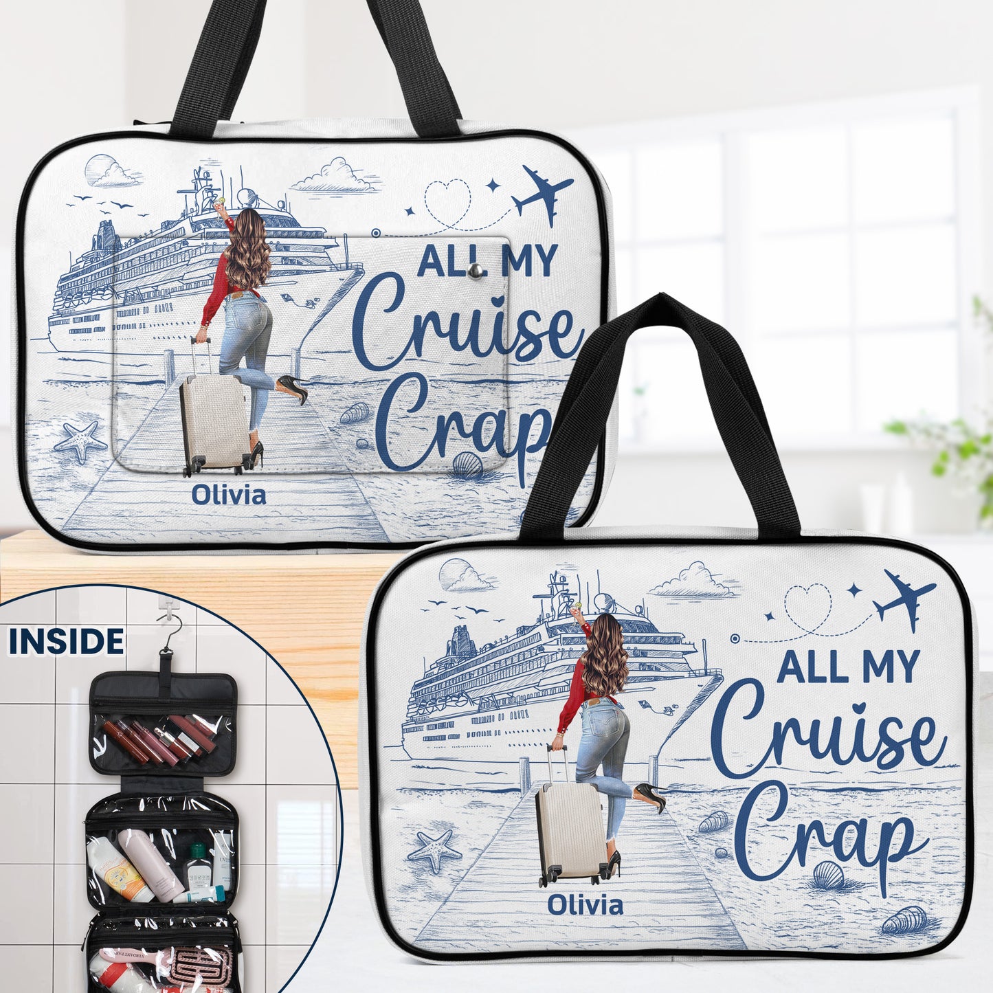 All My Cruise Crap - Personalized Hanging Toiletry Bag