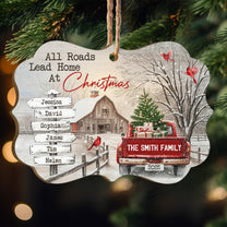 All Roads Come Home At Christmas Ornament - Personalized Wooden Ornament