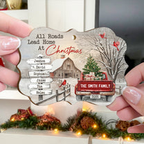 All Roads Come Home At Christmas Ornament - Personalized Wooden Ornament