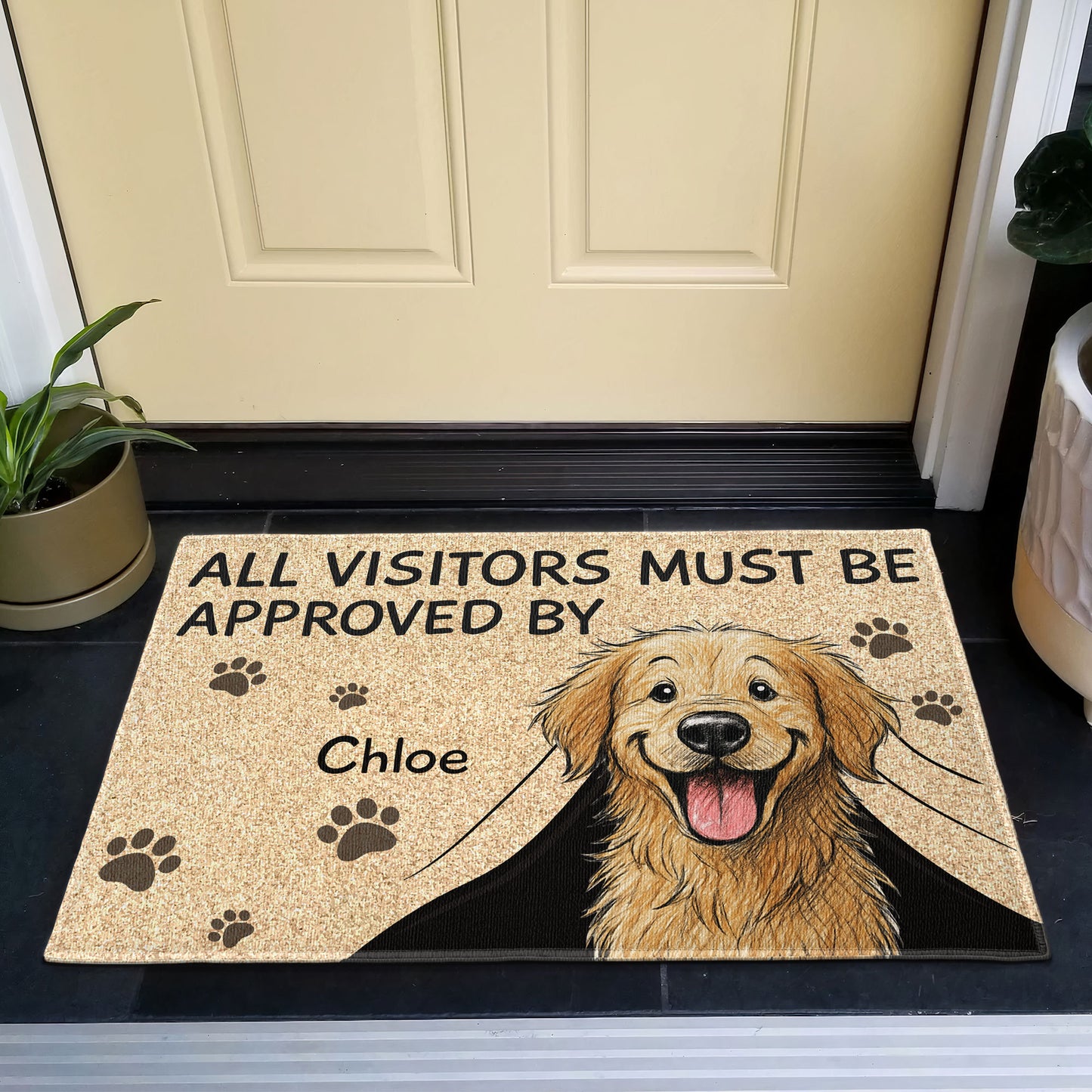 All Visitors Must Be Approved By Dog Lovers Doormat - Personalized Doormat