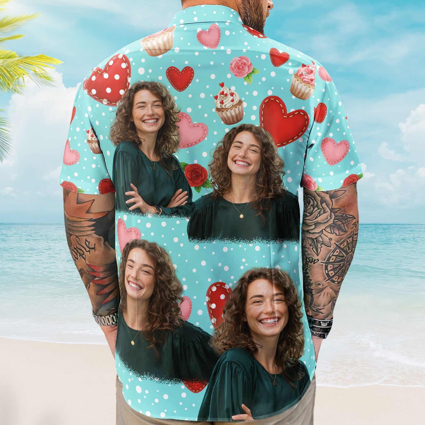 All You Need Is Love With Cupcake And Flowers - Custom Photo Hawaiian Shirts