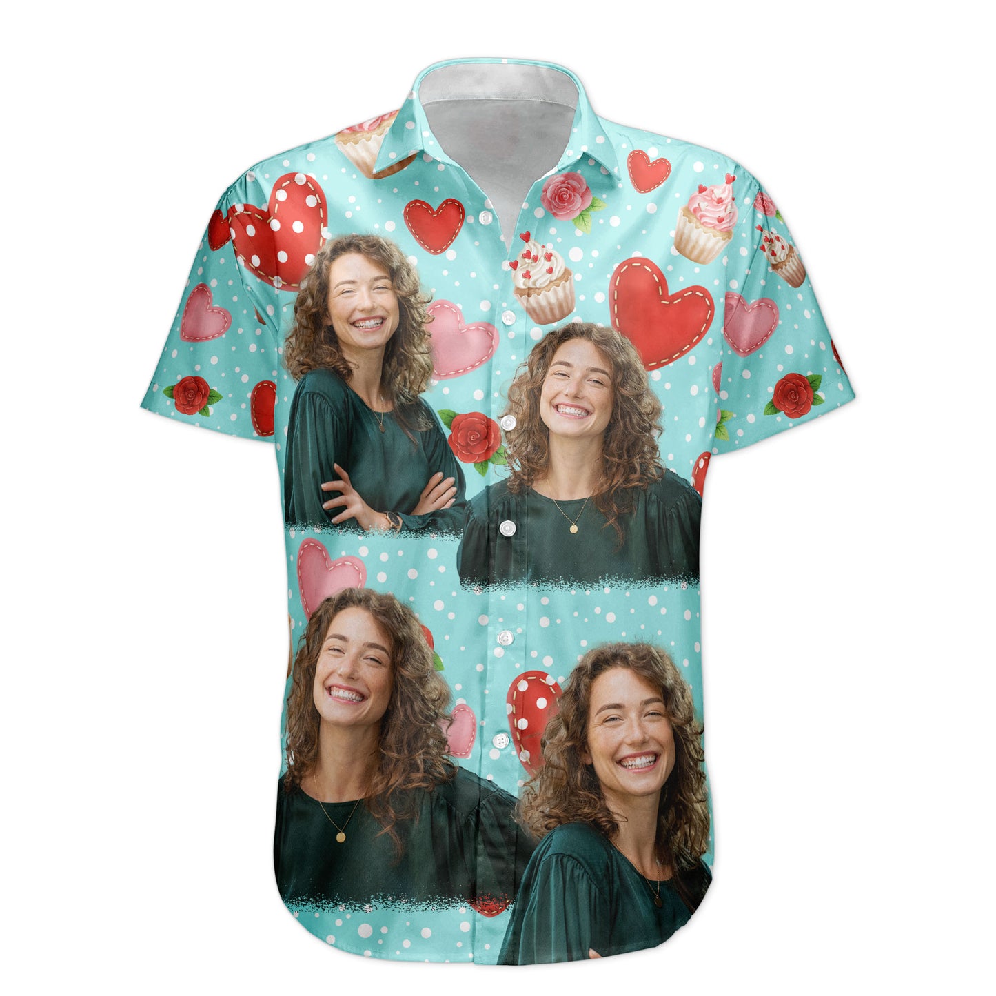 All You Need Is Love With Cupcake And Flowers - Custom Photo Hawaiian Shirts
