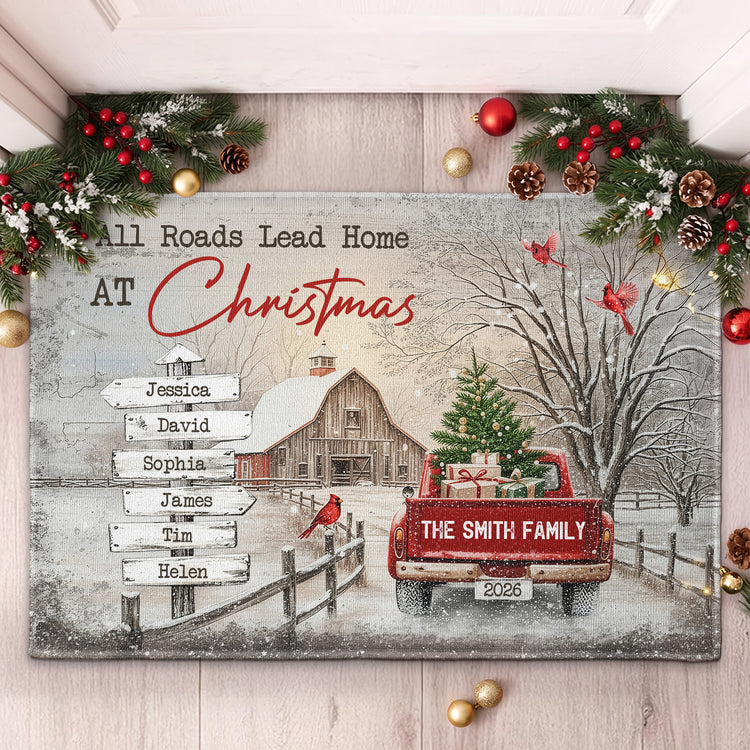All-Roads-Lead-Home-At-Christmas-Custom-Family-Name-Personalized-Doormat-1