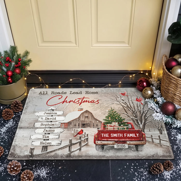 All-Roads-Lead-Home-At-Christmas-Custom-Family-Name-Personalized-Doormat-2