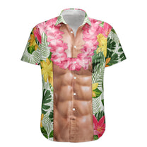 Aloha Funny Abs With Tropical Flowers - Custom Hawaiian Shirts