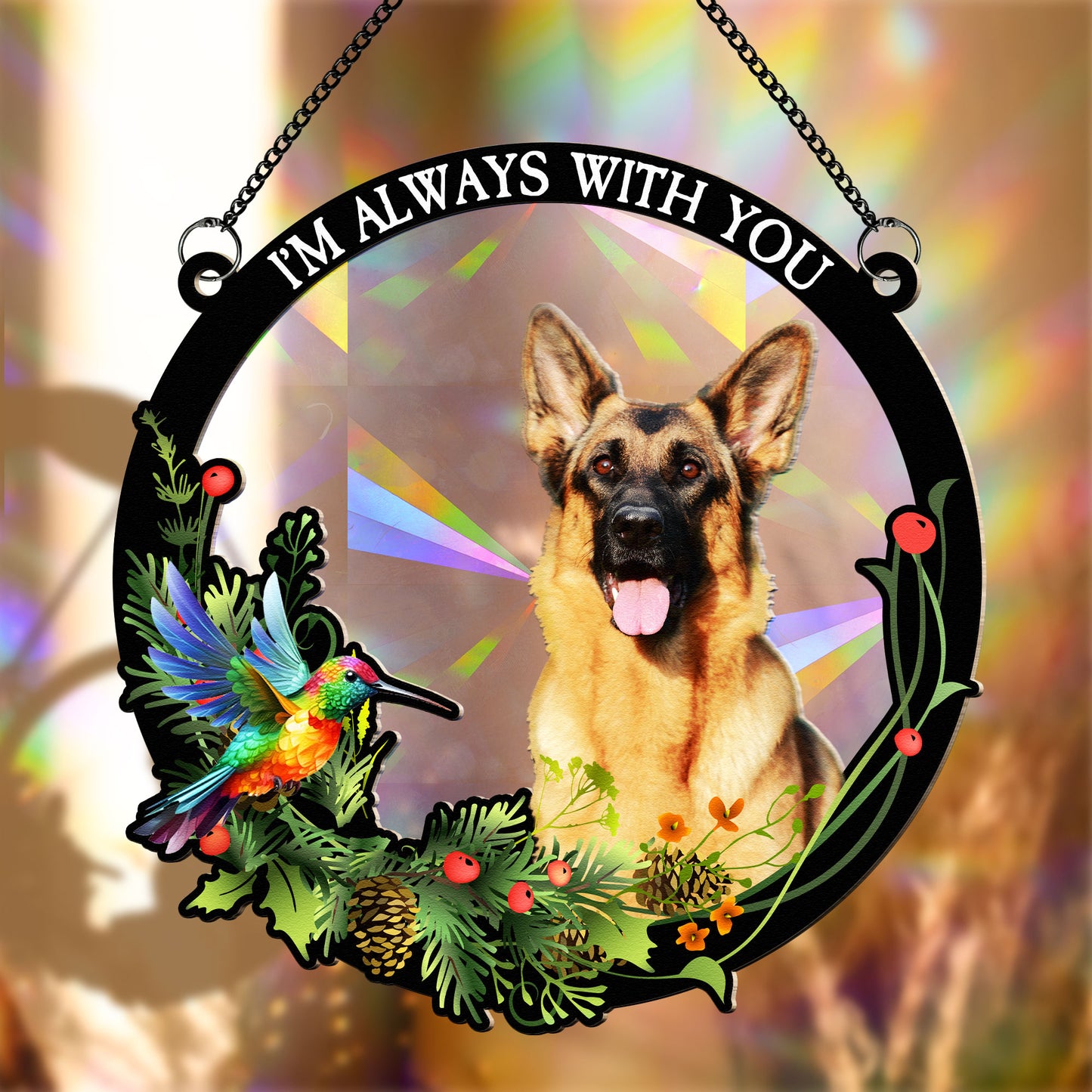 Although You Cannot See Me I'm Always With You - Personalized Photo Rainbow Suncatcher