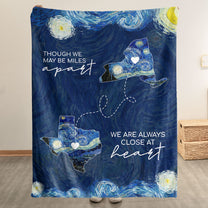 Long Distance Relationship, Custom State To State Van Gogh Style - Personalized Blanket