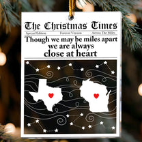 Always Close At Heart Long Distance Relationship Custom State To State - Personalized Acrylic Ornament