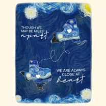 Long Distance Relationship, Custom State To State Van Gogh Style - Personalized Blanket