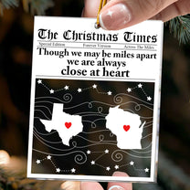 Always Close At Heart Long Distance Relationship Custom State To State - Personalized Acrylic Ornament