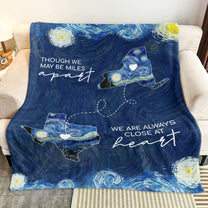 Long Distance Relationship, Custom State To State Van Gogh Style - Personalized Blanket