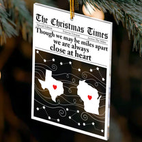 Always Close At Heart Long Distance Relationship Custom State To State - Personalized Acrylic Ornament