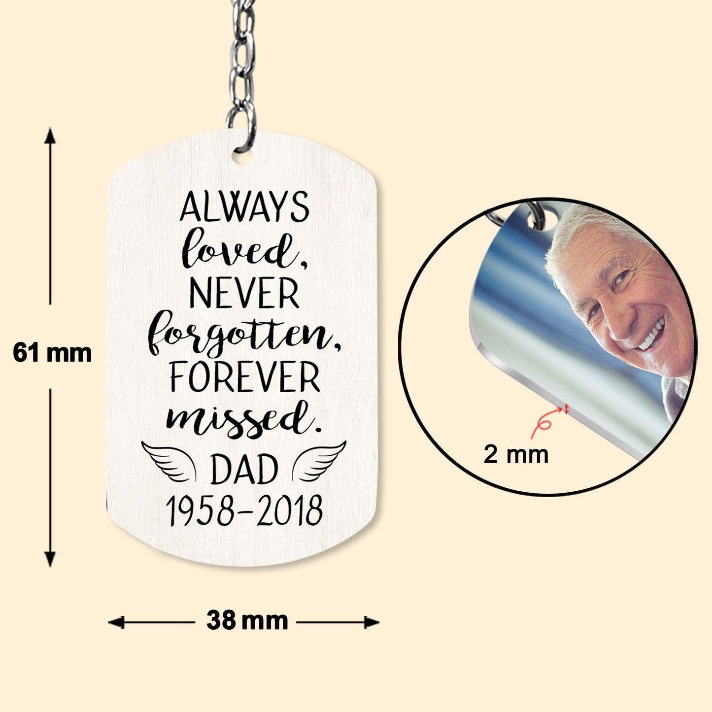 Always Loved, Never Forgotten, Forever Missed - Personalized Keychain