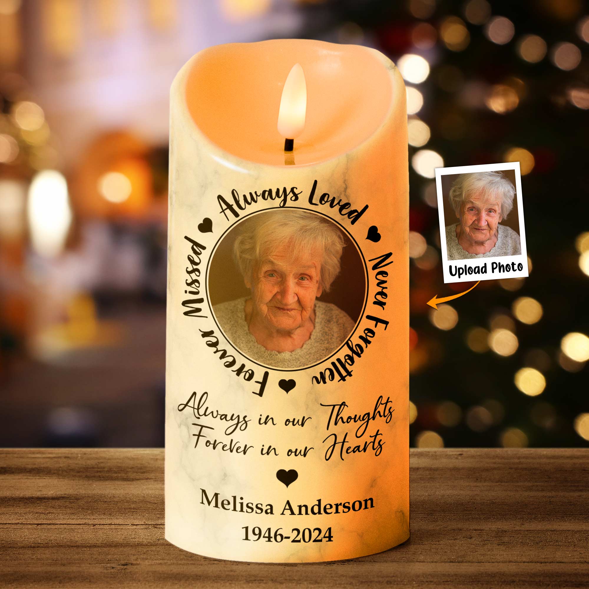 Always Loved, Never Forgotten, Forever Missed - Personalized Photo LED Candle