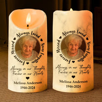 Always Loved, Never Forgotten, Forever Missed - Personalized Photo LED Candle