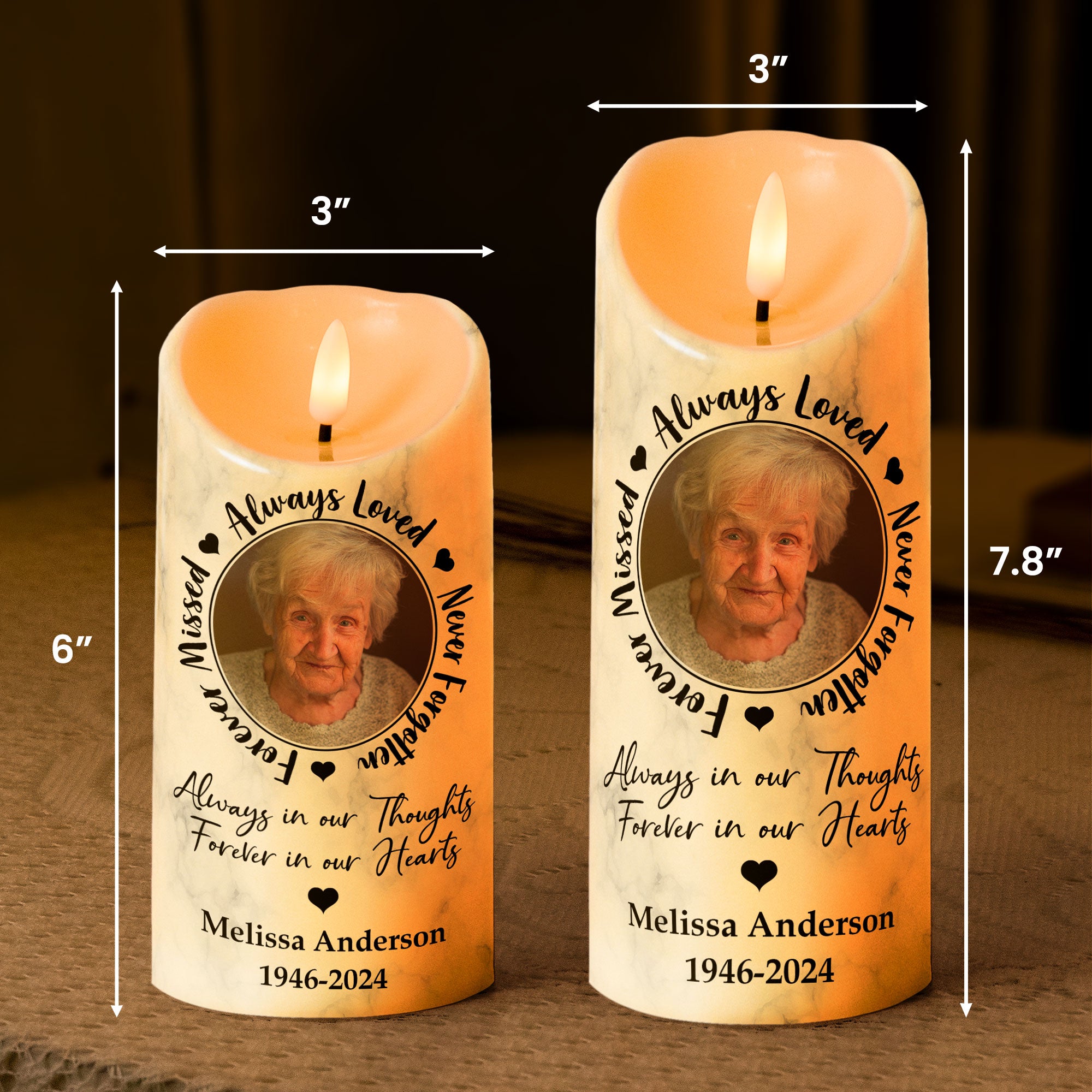 Always Loved, Never Forgotten, Forever Missed - Personalized Photo LED Candle