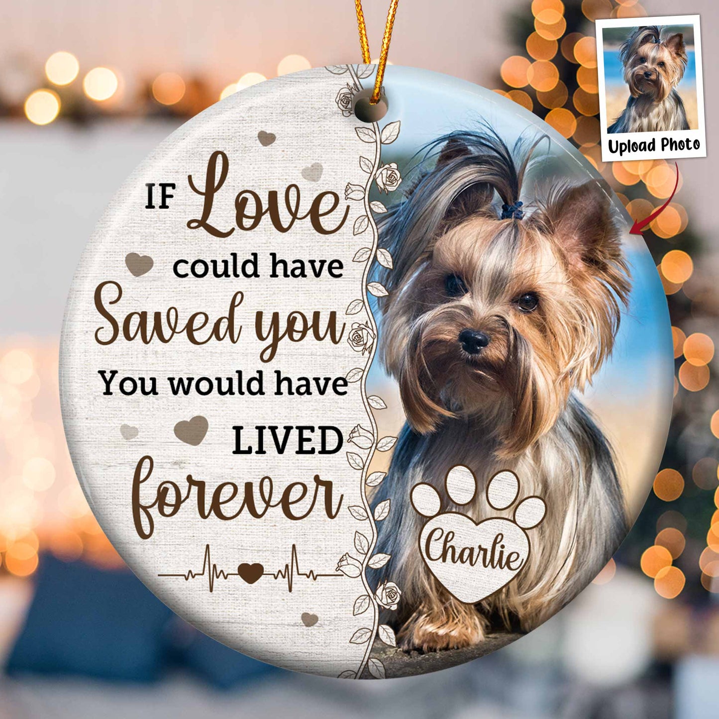 Always On Our Minds Forever In Our Hearts - Personalized Ceramic Photo Ornament